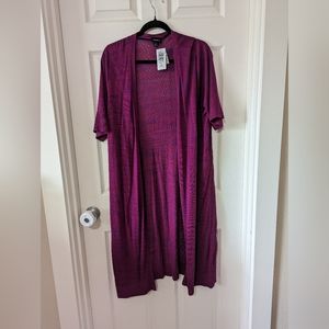 Torrid Size 2X Purple Space Dye Eyelet Duster 3/4 Sleeve Caridgan
